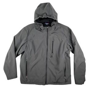 Free Country Jacket Mens XXL Gray‎ Hooded Softshell Windbreaker Pockets Full Zip